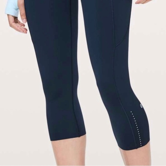 Lululemon Fast&Free cropped 19 black leggings side pockets size 6 - Picture 7 of 9